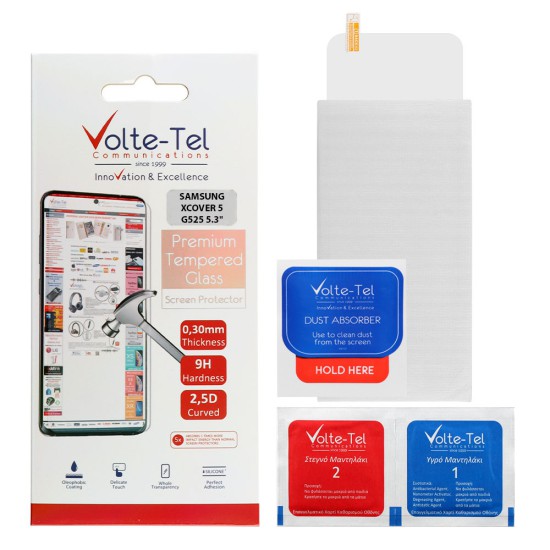 VOLTE-TEL TEMPERED GLASS SAMSUNG XCOVER 5 G525 5.3" 9H 0.30mm 2.5D FULL GLUE