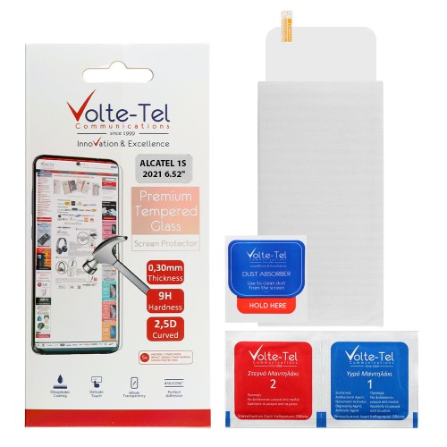 VOLTE-TEL TEMPERED GLASS ALCATEL 1S 2021 6.52" 9H 0.30mm 2.5D FULL GLUE