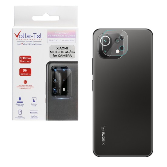 VOLTE-TEL TEMPERED GLASS XIAOMI 11 LITE 5G NE/MI 11 LITE/MI 11 LITE 5G 6.55" 9H 0.30mm FOR CAMERA