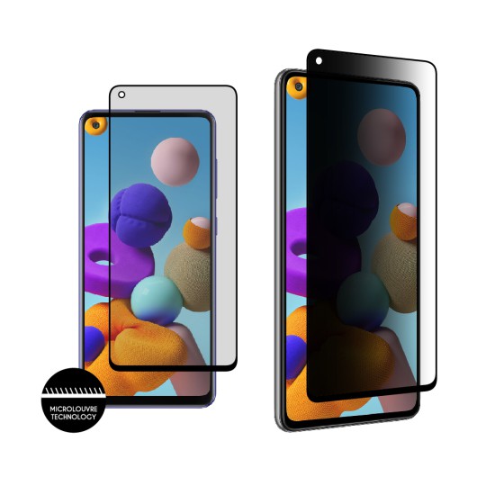 IDOL 1991 PREMIUM PRIVACY ANTISPY TEMPERED GLASS SAMSUNG A21 A217 6.5in 9H 0.25mm SEMI CURVED FULL GLUE BLACK
