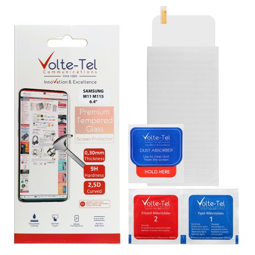 VOLTE-TEL TEMPERED GLASS SAMSUNG M11 M115 6.4" 9H 0.30mm 2.5D FULL GLUE