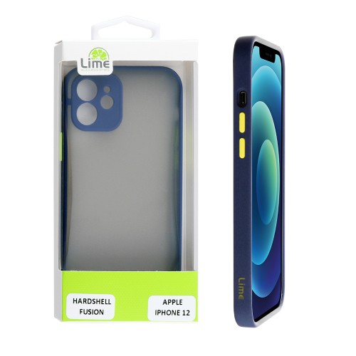 LIME HARDSHELL FUSION ΘΗΚΗ IPHONE 12 6.1in  FULL CAMERA PROTECTION BLUE WITH YELLOW KEYS