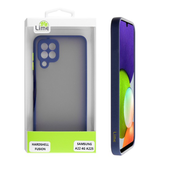LIME HARDSHELL FUSION ΘΗΚΗ SAMSUNG A22 4G A225 6.4in  FULL CAMERA PROTECTION BLUE WITH YELLOW KEYS