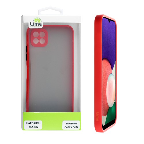 LIME HARDSHELL FUSION ΘΗΚΗ SAMSUNG A22 5G A226 6.6in  FULL CAMERA PROTECTION RED WITH BLACK KEYS