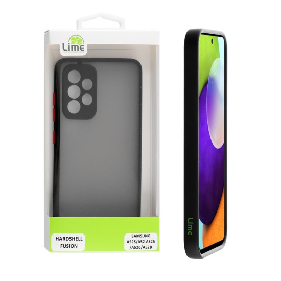 LIME ΘΗΚΗ SAMSUNG A52S/A52 A525/A526/A528 6.5" HARDSHELL FUSION FULL CAMERA PROTECTION BLACK WITH RED KEYS