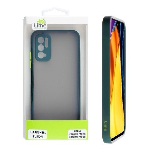 LIME HARDSHELL FUSION ΘΗΚΗ XIAOMI POCO M3 PRO 4G/POCO M3 PRO 5G 6.5in  FULL CAMERA PROTECTION DARK GREEN WITH YELLOW KEYS