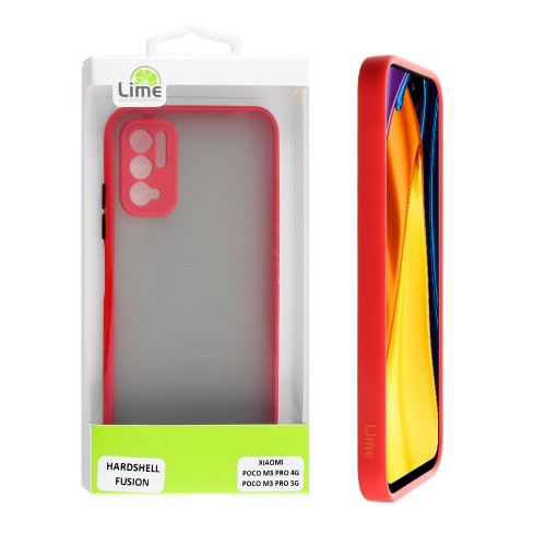 LIME HARDSHELL FUSION ΘΗΚΗ XIAOMI POCO M3 PRO 4G/POCO M3 PRO 5G 6.5in  FULL CAMERA PROTECTION RED WITH BLACK KEYS