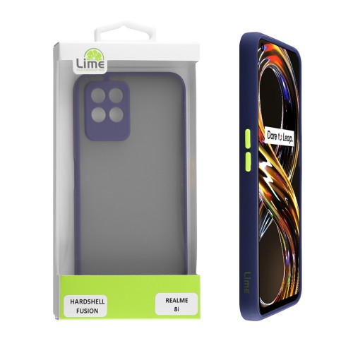LIME HARDSHELL FUSION ΘΗΚΗ REALME 8i 6.5in  FULL CAMERA PROTECTION BLUE WITH YELLOW KEYS