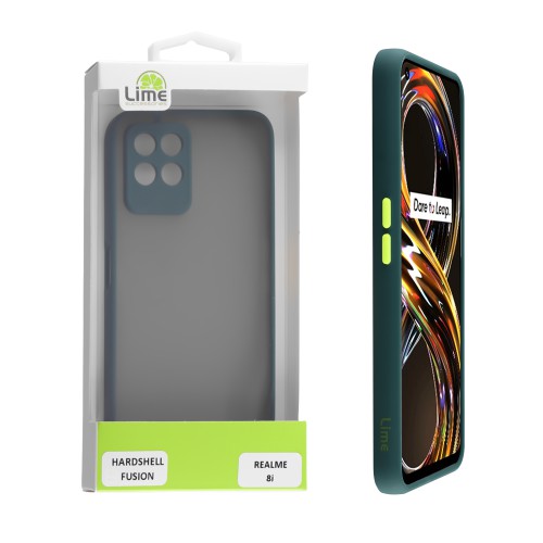 LIME HARDSHELL FUSION ΘΗΚΗ REALME 8i 6.5in  FULL CAMERA PROTECTION GREEN WITH YELLOW KEYS