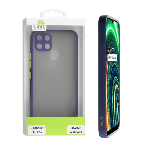 LIME HARDSHELL FUSION ΘΗΚΗ REALME C21Y/C25Y 6.5in  FULL CAMERA PROTECTION BLUE WITH YELLOW KEYS
