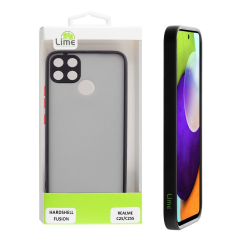 LIME HARDSHELL FUSION ΘΗΚΗ REALME C25/C25S 6.5in  FULL CAMERA PROTECTION BLACK WITH RED KEYS