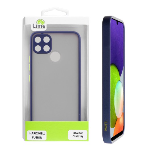 LIME HARDSHELL FUSION ΘΗΚΗ REALME C25/C25S 6.5in  FULL CAMERA PROTECTION BLUE WITH YELLOW KEYS