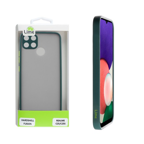 LIME ΘΗΚΗ REALME C25/C25S 6.5" HARDSHELL FUSION FULL CAMERA PROTECTION GREEN WITH YELLOW KEYS
