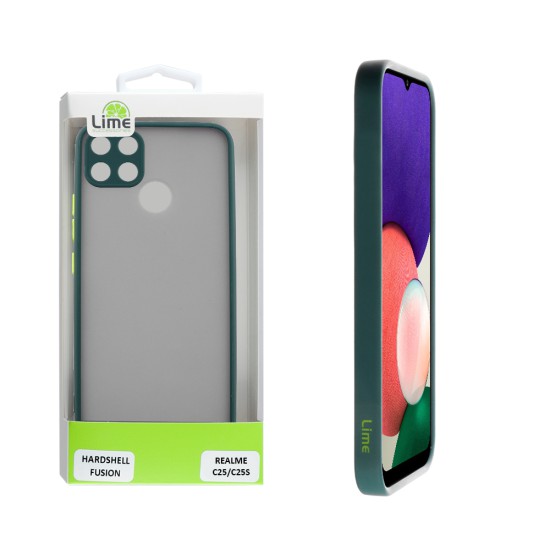 LIME ΘΗΚΗ REALME C25/C25S 6.5" HARDSHELL FUSION FULL CAMERA PROTECTION GREEN WITH YELLOW KEYS