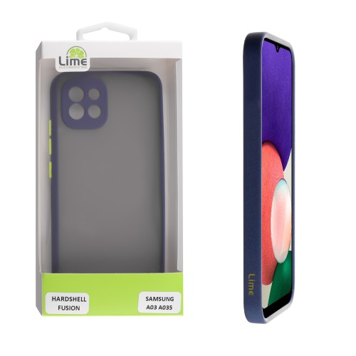 LIME ΘΗΚΗ SAMSUNG A03 A035 6.5" HARDSHELL FUSION FULL CAMERA PROTECTION BLUE WITH YELLOW KEYS