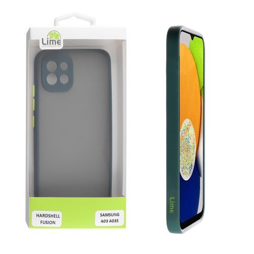 LIME ΘΗΚΗ SAMSUNG A03 A035 6.5" HARDSHELL FUSION FULL CAMERA PROTECTION GREEN WITH YELLOW KEYS