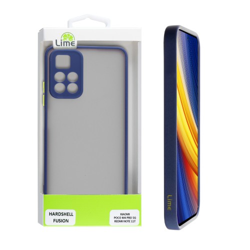 LIME ΘΗΚΗ XIAOMI POCO M4 PRO 5G/REDMI NOTE 11T 5G 6.6" HARDSHELL FUSION FULL CAMERA PROTECTION BLUE WITH YELLOW KEYS