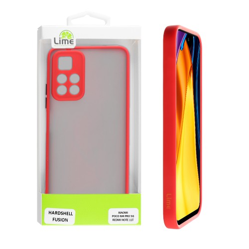 LIME ΘΗΚΗ XIAOMI POCO M4 PRO 5G/REDMI NOTE 11T 5G 6.6" HARDSHELL FUSION FULL CAMERA PROTECTION RED WITH BLACK KEYS