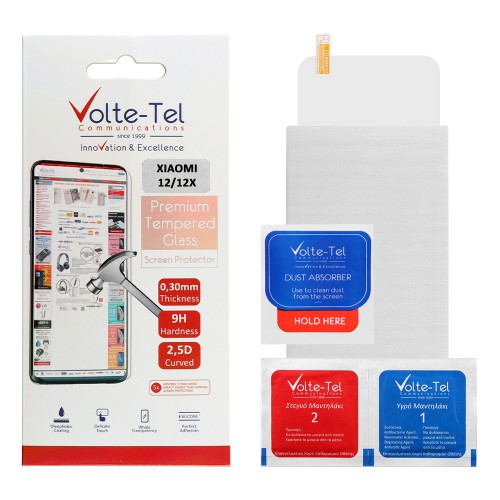 VOLTE-TEL TEMPERED GLASS XIAOMI 12/12X 6,28in 9H 0.30mm 2.5D FULL GLUE
