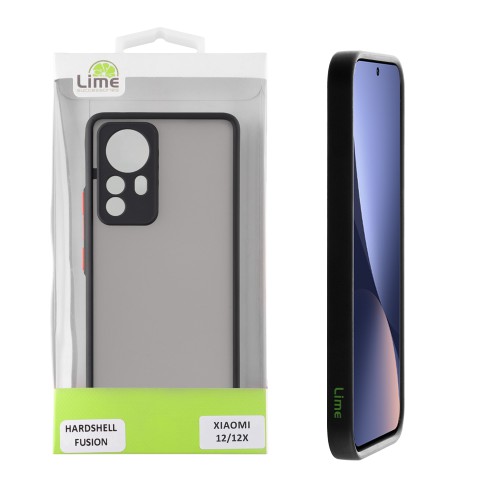 LIME HARDSHELL FUSION ΘΗΚΗ XIAOMI 12/12X 6.28in  FULL CAMERA PROTECTION BLACK WITH RED KEYS