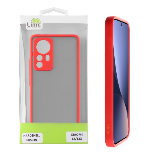 LIME HARDSHELL FUSION ΘΗΚΗ XIAOMI 12/12X 6.28in  FULL CAMERA PROTECTION RED WITH BLACK KEYS