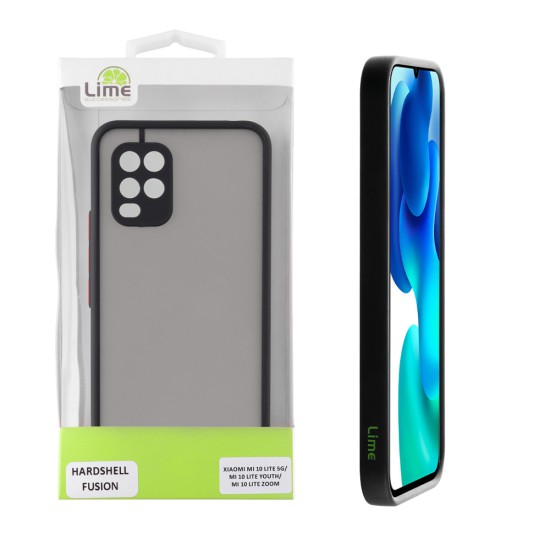 LIME HARDSHELL FUSION ΘΗΚΗ XIAOMI MI 10 LITE 5G/ MI 10 LITE YOUTH/ MI 10 LITE ZOOM 6.57in  FULL CAMERA PROTECTION BLACK WITH RED