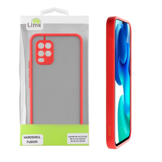 LIME HARDSHELL FUSION ΘΗΚΗ XIAOMI MI 10 LITE 5G/ MI 10 LITE YOUTH/ MI 10 LITE ZOOM 6.57in  FULL CAMERA PROTECTION RED WITH BLACK