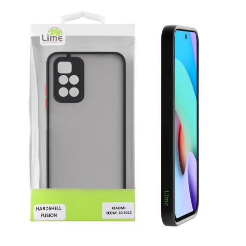 LIME ΘΗΚΗ XIAOMI REDMI 10/REDMI 10 2022 6.5" HARDSHELL FUSION FULL CAMERA PROTECTION BLACK WITH RED KEYS