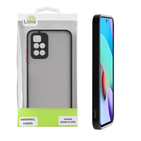 LIME ΘΗΚΗ XIAOMI REDMI 10/REDMI 10 2022 6.5" HARDSHELL FUSION FULL CAMERA PROTECTION BLACK WITH RED KEYS