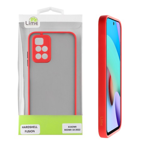 LIME ΘΗΚΗ XIAOMI REDMI 10/REDMI 10 2022 6.5" HARDSHELL FUSION FULL CAMERA PROTECTION RED WITH BLACK KEYS