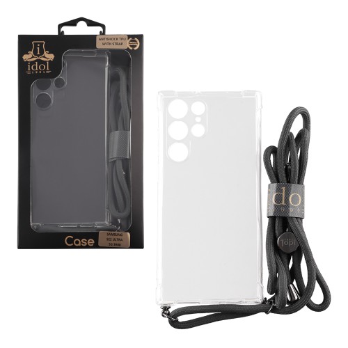 IDOL 1991 ΘΗΚΗ SAMSUNG S22 ULTRA 5G S908 6.8" ANTISHOCK AIR TPU WITH STRAP FULL CAMERA PROTECTION ΔΙΑΦΑΝΗ