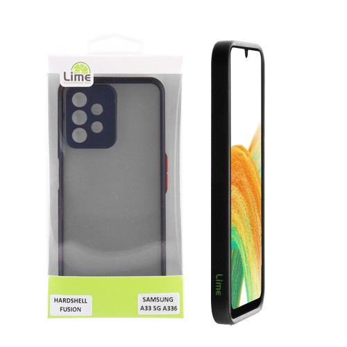 LIME ΘΗΚΗ SAMSUNG A33 5G A336 6.4" HARDSHELL FUSION FULL CAMERA PROTECTION BLACK WITH RED KEYS