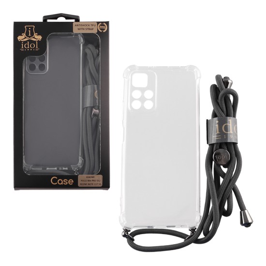 IDOL 1991 ΘΗΚΗ XIAOMI POCO M4 PRO 5G/REDMI NOTE 11T 5G 6.6" ANTISHOCK AIR TPU WITH STRAP FULL CAMERA PROTECTION ΔΙΑΦΑΝΗ