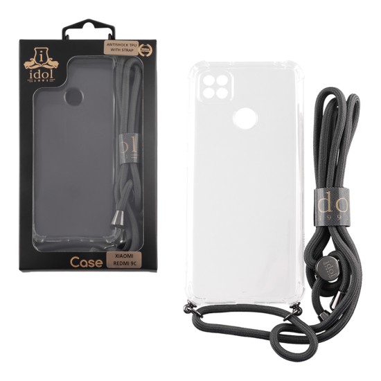 IDOL 1991 ΘΗΚΗ XIAOMI REDMI 9C 6.53" ANTISHOCK AIR TPU WITH STRAP FULL CAMERA PROTECTION ΔΙΑΦΑΝΗ