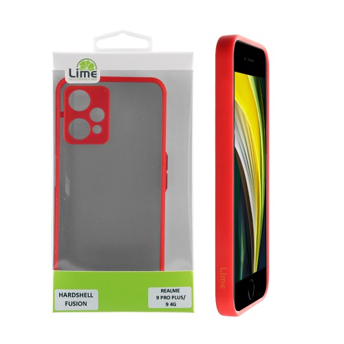 LIME HARDSHELL FUSION ΘΗΚΗ REALME 9 5G/9 PRO 5G 6.6in  FULL CAMERA PROTECTION RED WITH BLACK KEYS