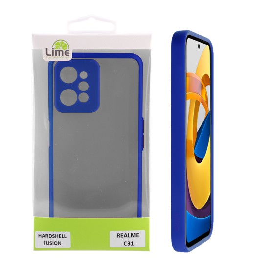 LIME HARDSHELL FUSION ΘΗΚΗ REALME C31 6.5in  FULL CAMERA PROTECTION BLUE WITH YELLOW KEYS
