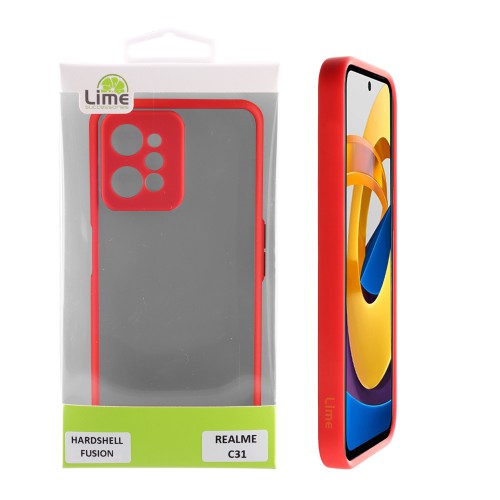 LIME HARDSHELL FUSION ΘΗΚΗ REALME C31 6.5in  FULL CAMERA PROTECTION RED WITH BLACK KEYS
