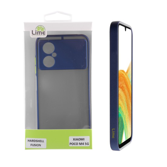LIME HARDSHELL FUSION ΘΗΚΗ XIAOMI POCO M4 5G 6.58in  FULL CAMERA PROTECTION BLUE WITH YELLOW KEYS