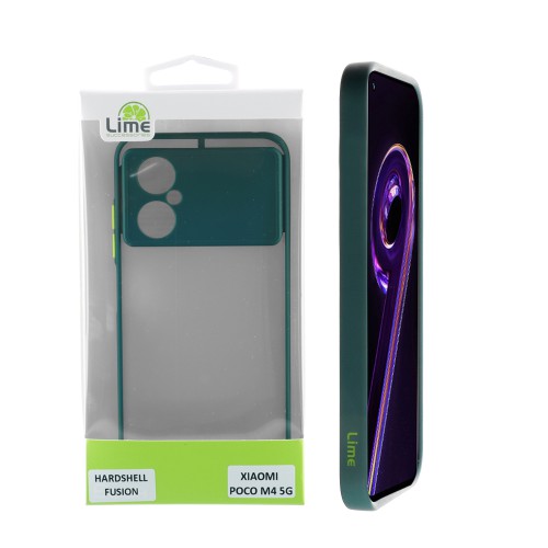LIME HARDSHELL FUSION ΘΗΚΗ XIAOMI POCO M4 5G 6.58in  FULL CAMERA PROTECTION GREEN WITH YELLOW KEYS