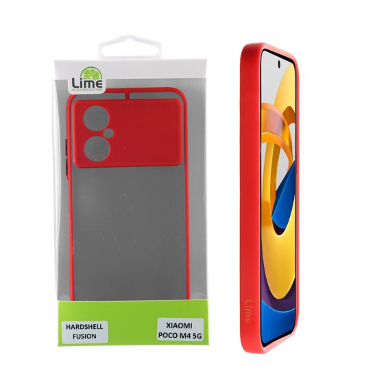 LIME HARDSHELL FUSION ΘΗΚΗ XIAOMI POCO M4 5G 6.58in  FULL CAMERA PROTECTION RED WITH BLACK KEYS