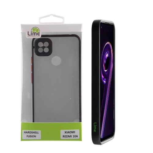 LIME HARDSHELL FUSION ΘΗΚΗ XIAOMI REDMI 10A 6.53in  FULL CAMERA PROTECTION BLACK WITH RED KEYS