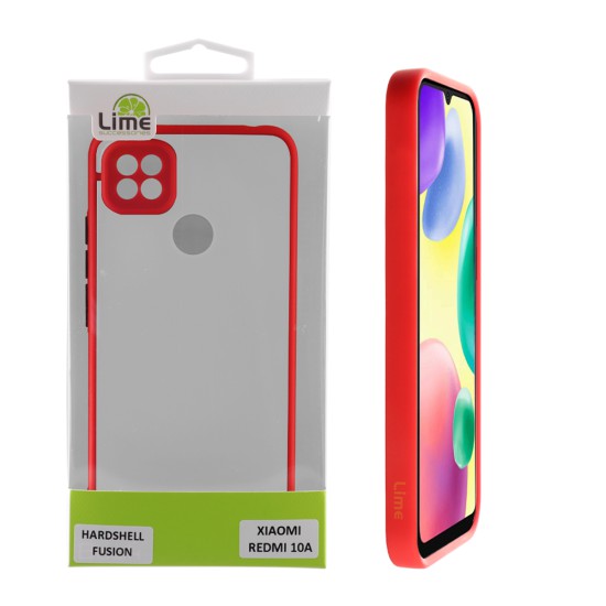 LIME HARDSHELL FUSION ΘΗΚΗ XIAOMI REDMI 10A 6.53in  FULL CAMERA PROTECTION RED WITH BLACK KEYS