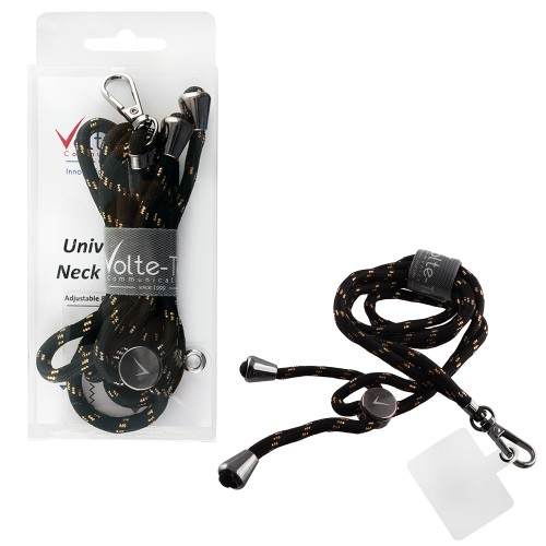 VOLTE-TEL NECK STRAP - ΛΟΥΡΑΚΙ ΛΑΙΜΟΥ ΓΙΑ ΘΗΚΕΣ ΜΑΥΡΟ-ΧΡΥΣΟ VT02