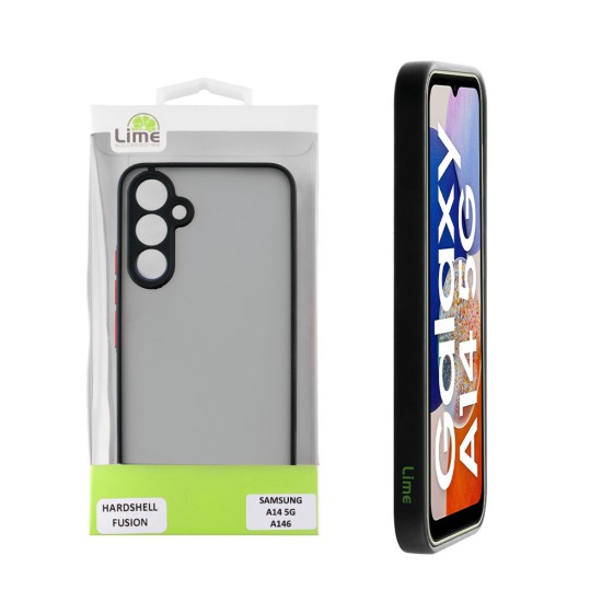 LIME ΘΗΚΗ SAMSUNG A14 4G A145/A14 5G A146 6.6" HARDSHELL FUSION FULL CAMERA PROTECTION BLACK WITH RED KEYS