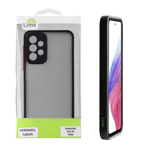 LIME ΘΗΚΗ SAMSUNG A53 5G A536 6.5" HARDSHELL FUSION FULL CAMERA PROTECTION BLACK WITH RED KEYS