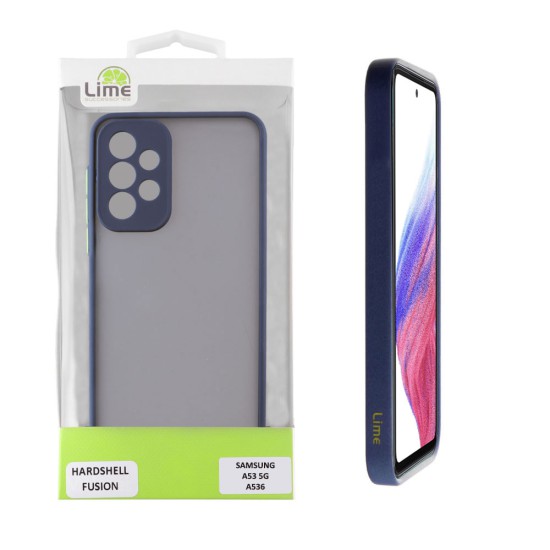 LIME ΘΗΚΗ SAMSUNG A53 5G A536 6.5" HARDSHELL FUSION FULL CAMERA PROTECTION BLUE WITH YELLOW KEYS