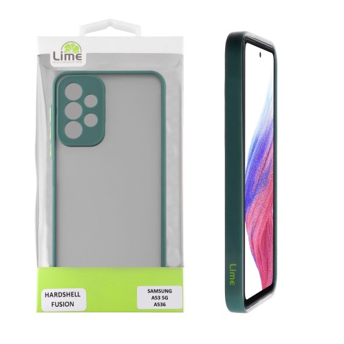LIME ΘΗΚΗ SAMSUNG A53 5G A536 6.5" HARDSHELL FUSION FULL CAMERA PROTECTION GREEN WITH YELLOW KEYS