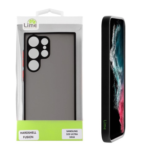 LIME ΘΗΚΗ SAMSUNG S23 ULTRA 5G S918 6.8" HARDSHELL FUSION FULL CAMERA PROTECTION BLACK WITH RED KEYS