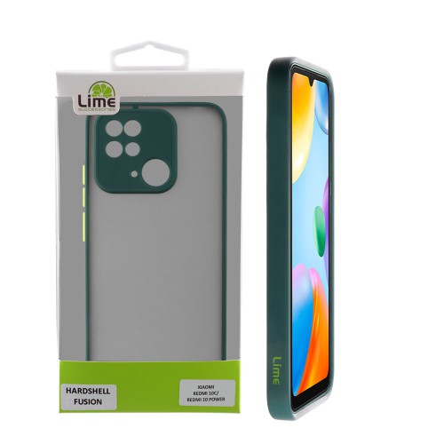 LIME ΘΗΚΗ XIAOMI REDMI 10C/REDMI 10 POWER 6.71" HARDSHELL FUSION FULL CAMERA PROTECTION GREEN WITH YELLOW KEYS