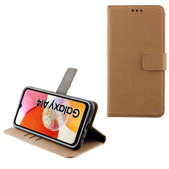 VOLTE-TEL ALLURE ΘΗΚΗ SAMSUNG A14 4G A145/A14 5G A146 6.6in  MAGNET BOOK STAND CLIP GOLD
